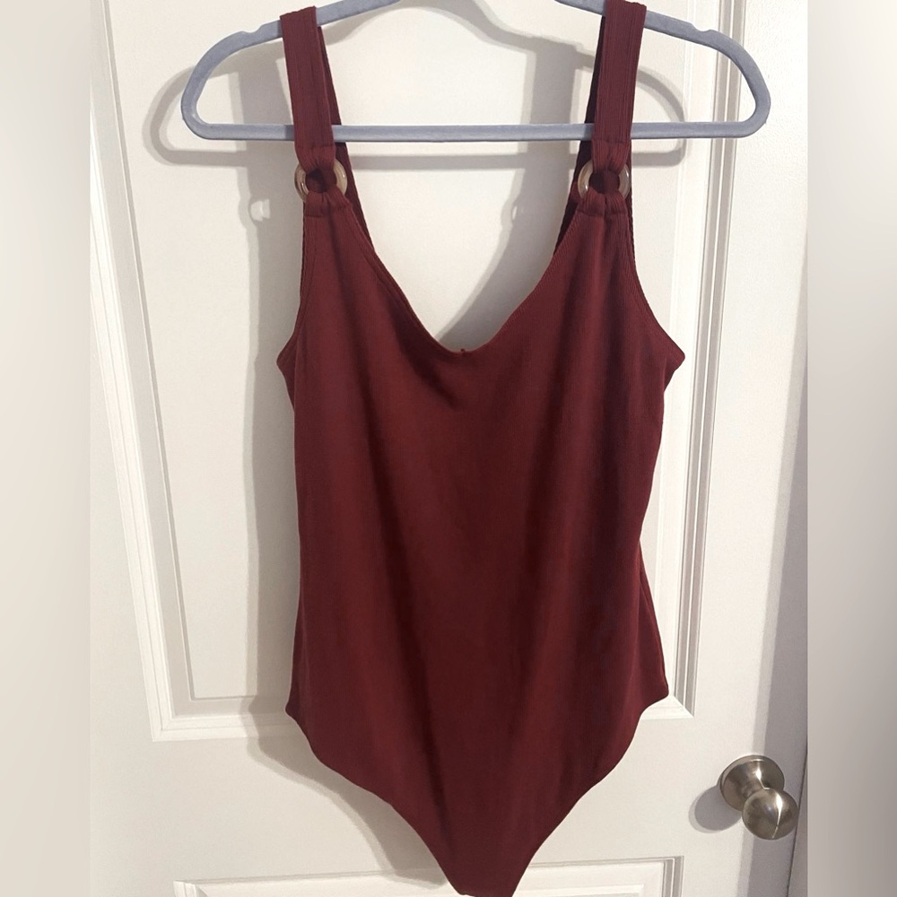 Abercrombie & Fitch maroon size XL bodysuit with snaps
